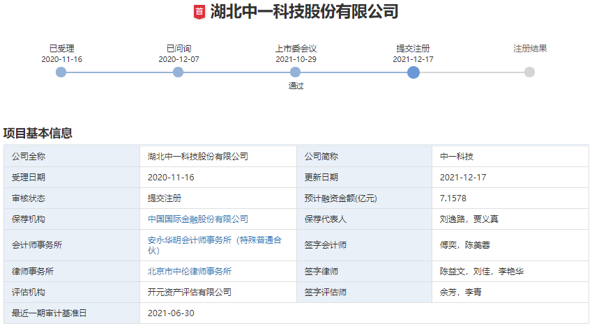 宁德时代锂电铜箔供应商 中一科技IPO提交注册 今年净利或超3.6亿