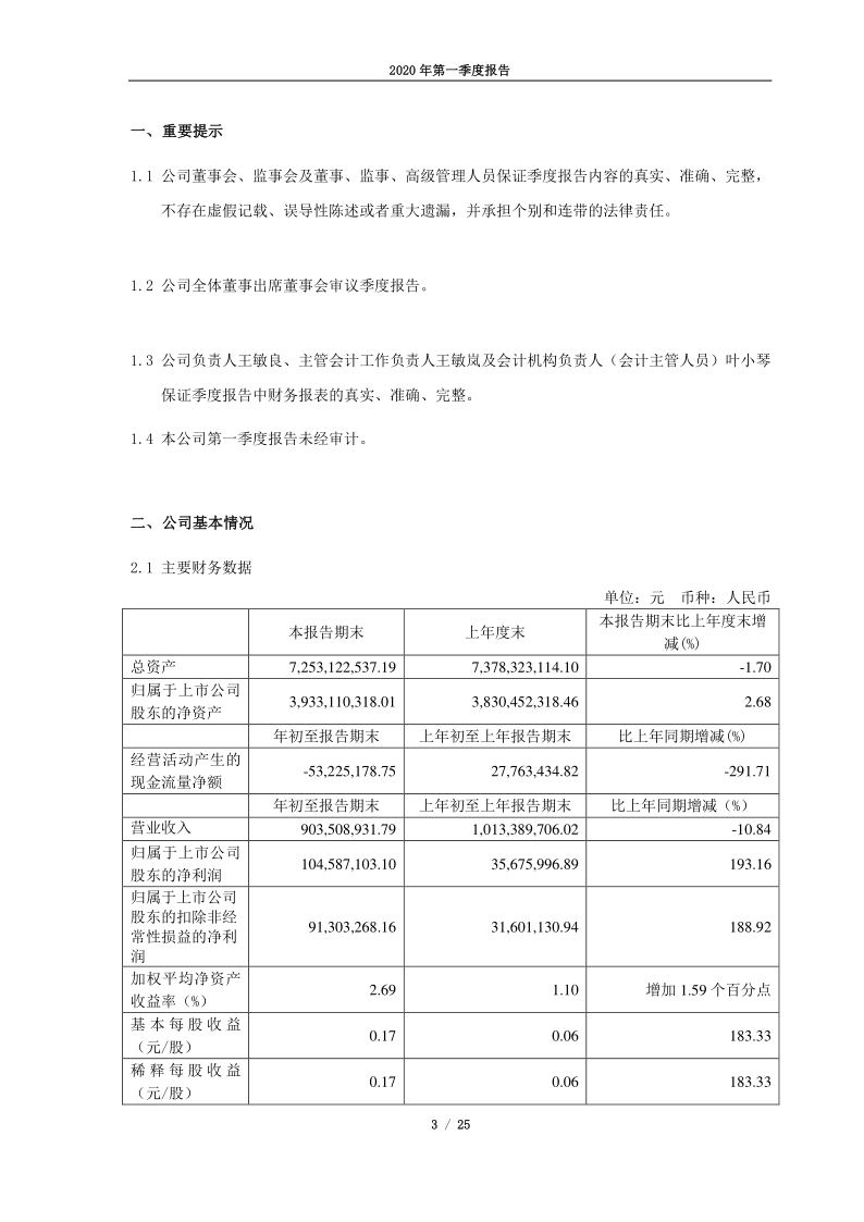 603733：仙鹤股份2020年第一季度报告