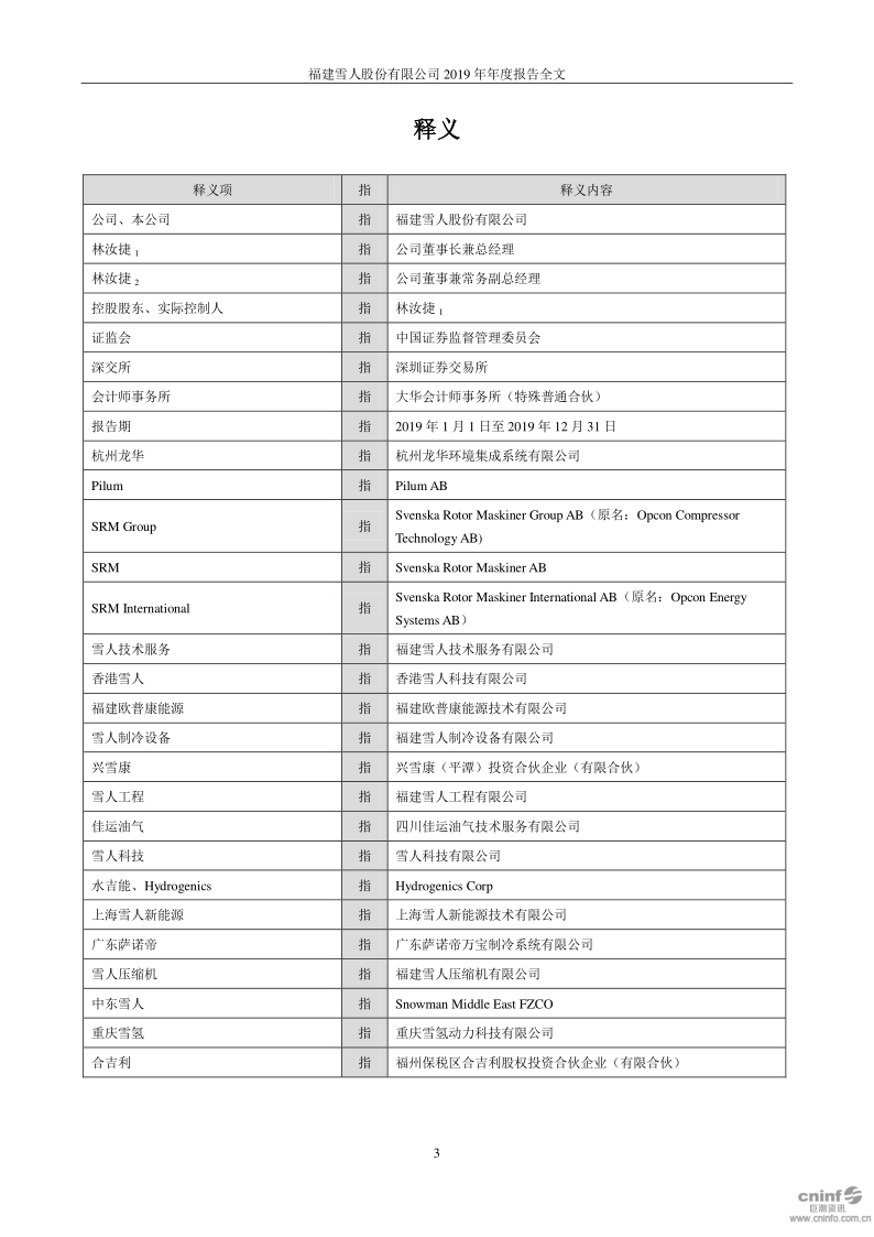 雪人股份：2019年年度报告