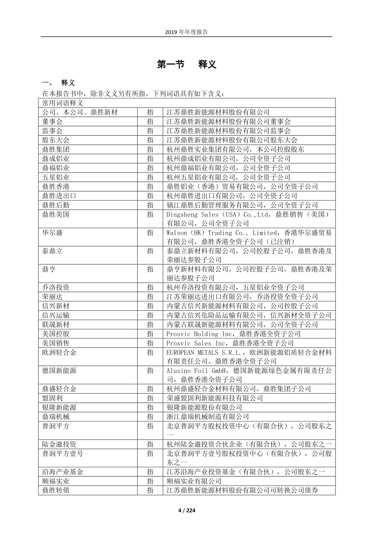 603876：鼎胜新材2019年年度报告