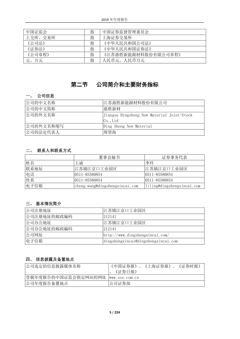 603876：鼎胜新材2019年年度报告