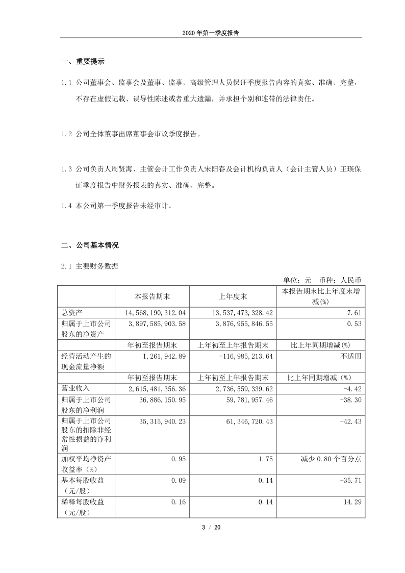 603876：鼎胜新材2020年第一季度报告