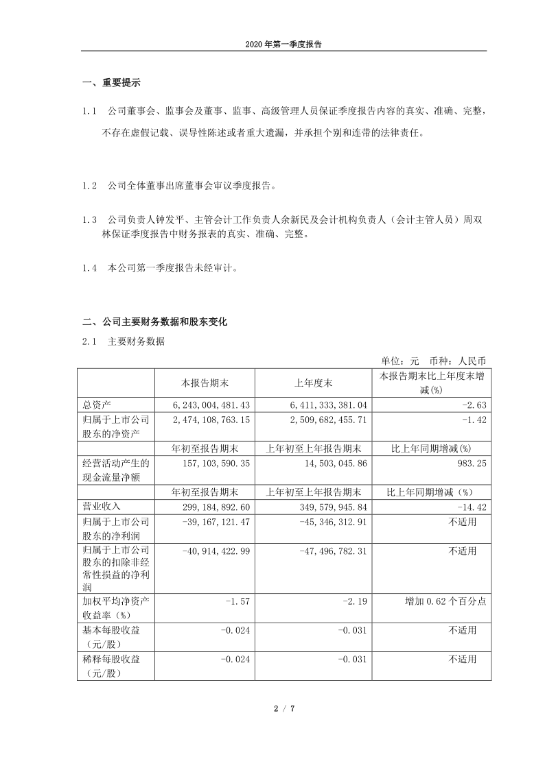 600478:科力远2020年第一季度报告正文