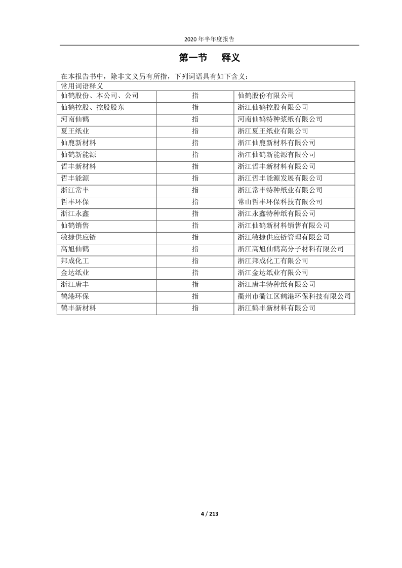 603733：仙鹤股份2020年半年度报告