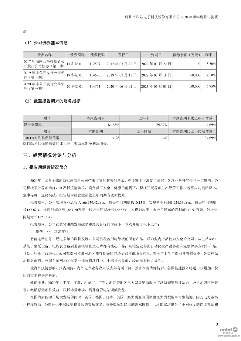 *ST科陆:2020年半年度报告摘要(已取消)