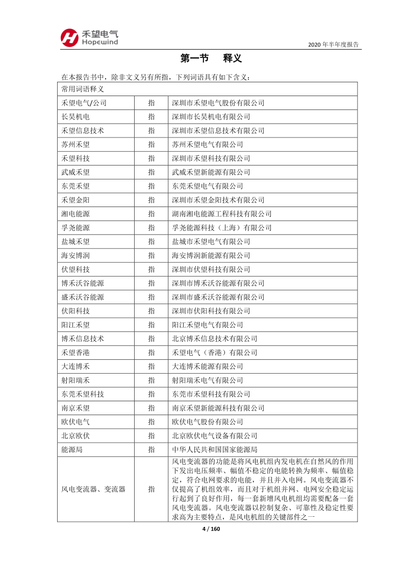 603063：禾望电气2020年半年度报告