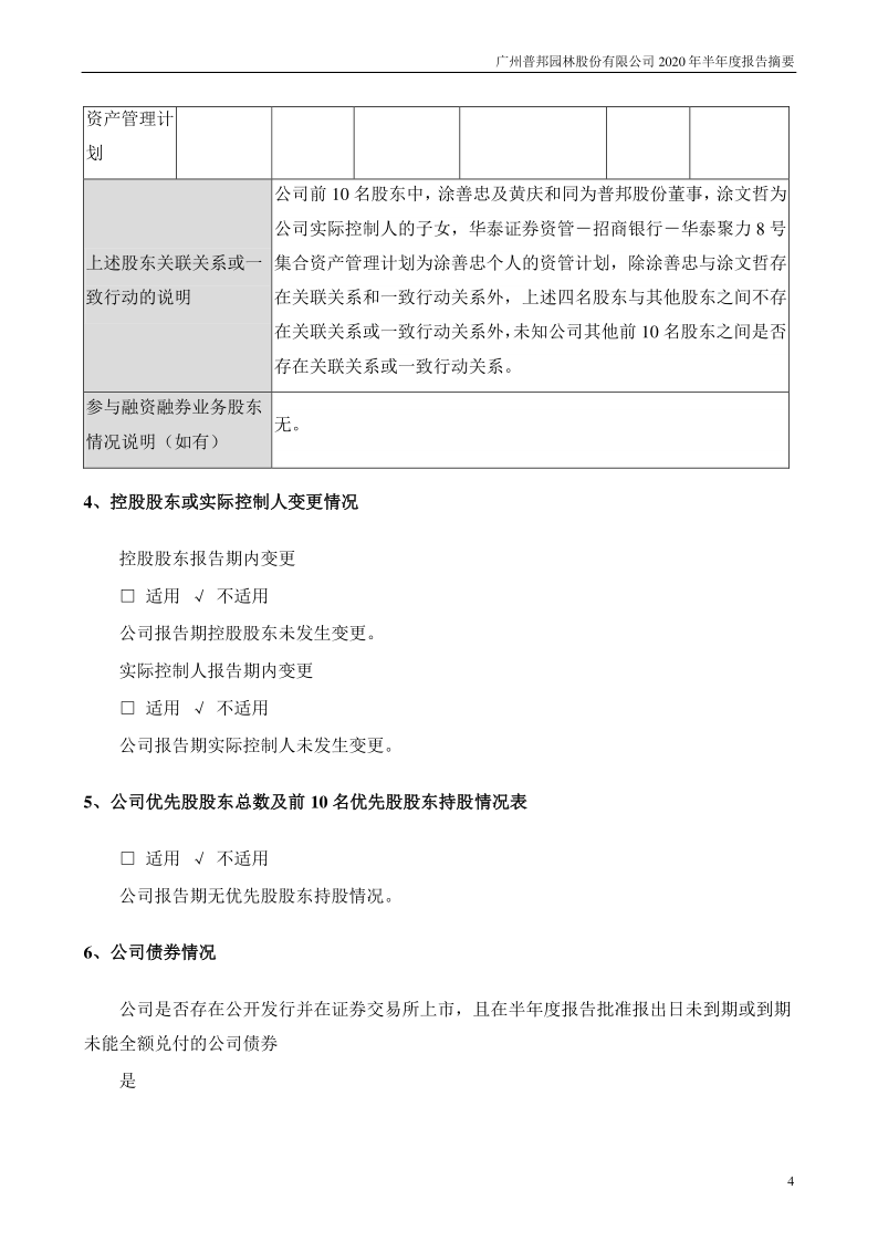 普邦股份:2020年半年度报告摘要