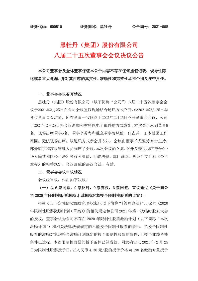 600510：八届二十五次董事会会议决议公告