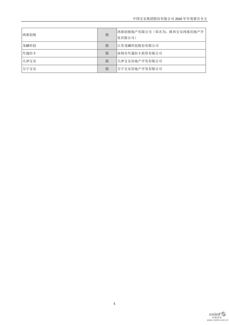中国宝安:2020年年度报告