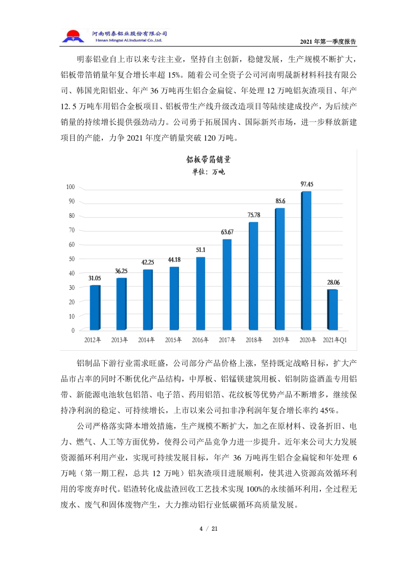 601677：明泰铝业2021年第一季度报告全文