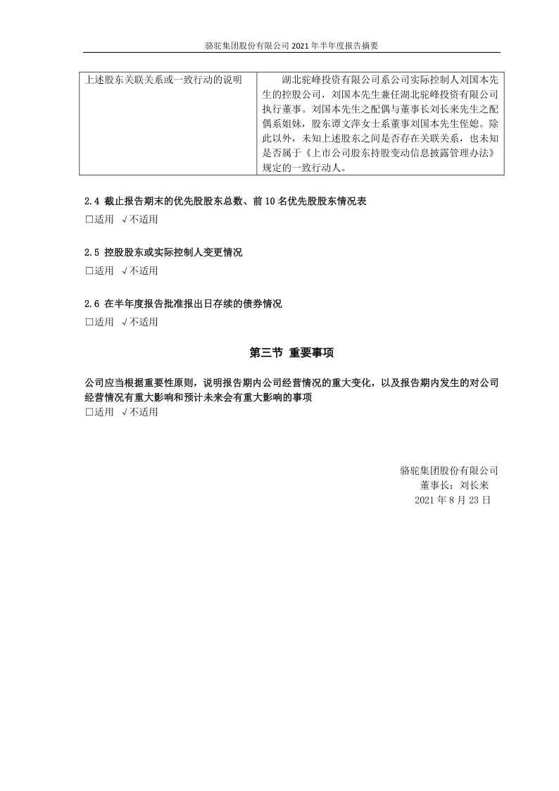 601311:骆驼股份2021年半年度报告摘要