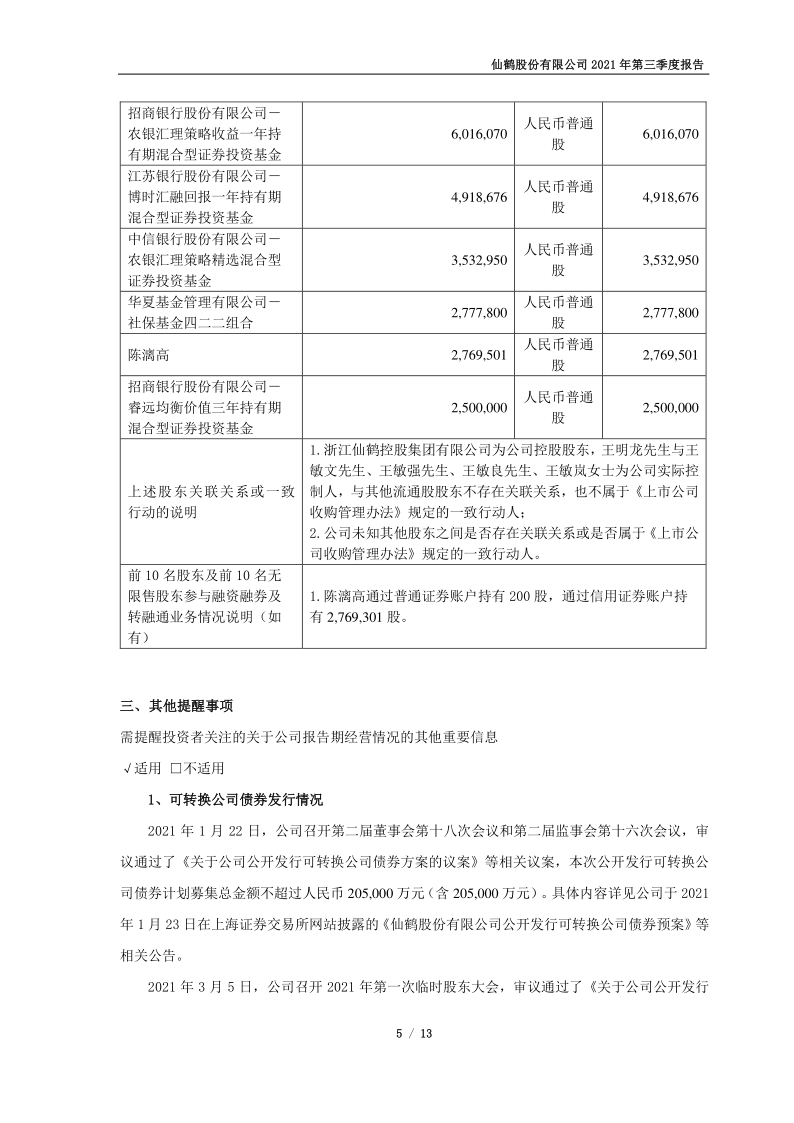 603733：仙鹤股份2021年第三季度报告