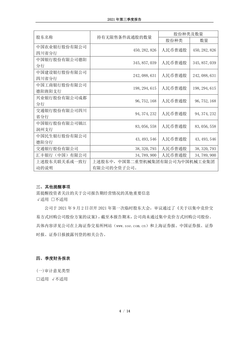 601399：国机重装2021年第三季度报告