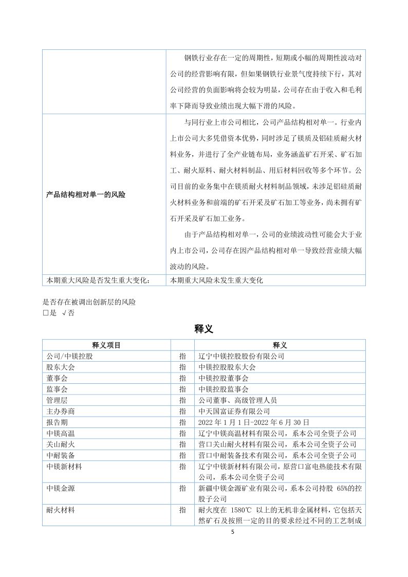 中镁控股：2022年半年度报告